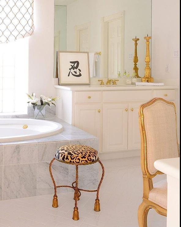 White and Gold Bathroom Decor Unique White and Gold Bathroom with Leopard Stool French Bathroom