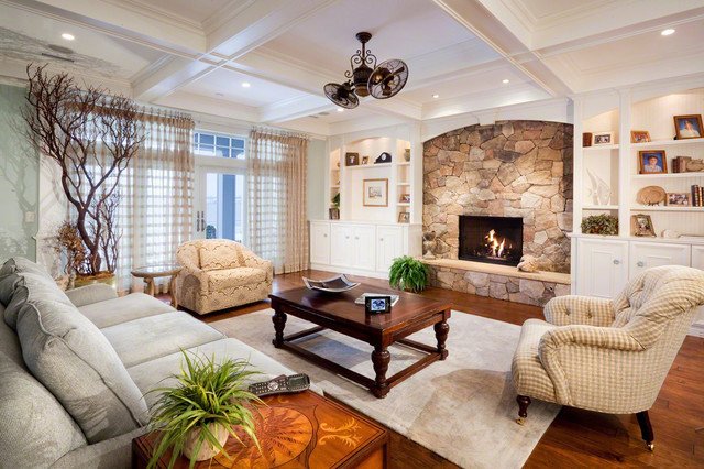 White Traditional Living Room Awesome White Room with Stone Fireplace