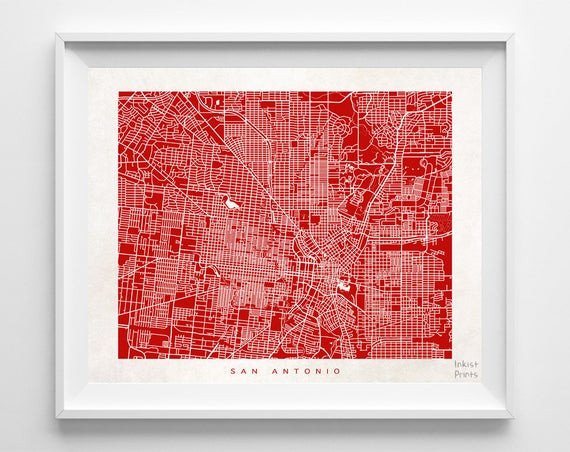 World Of Decor San Antonio Unique San Antonio Map Print Texas Wall Decor town by Inkistprints