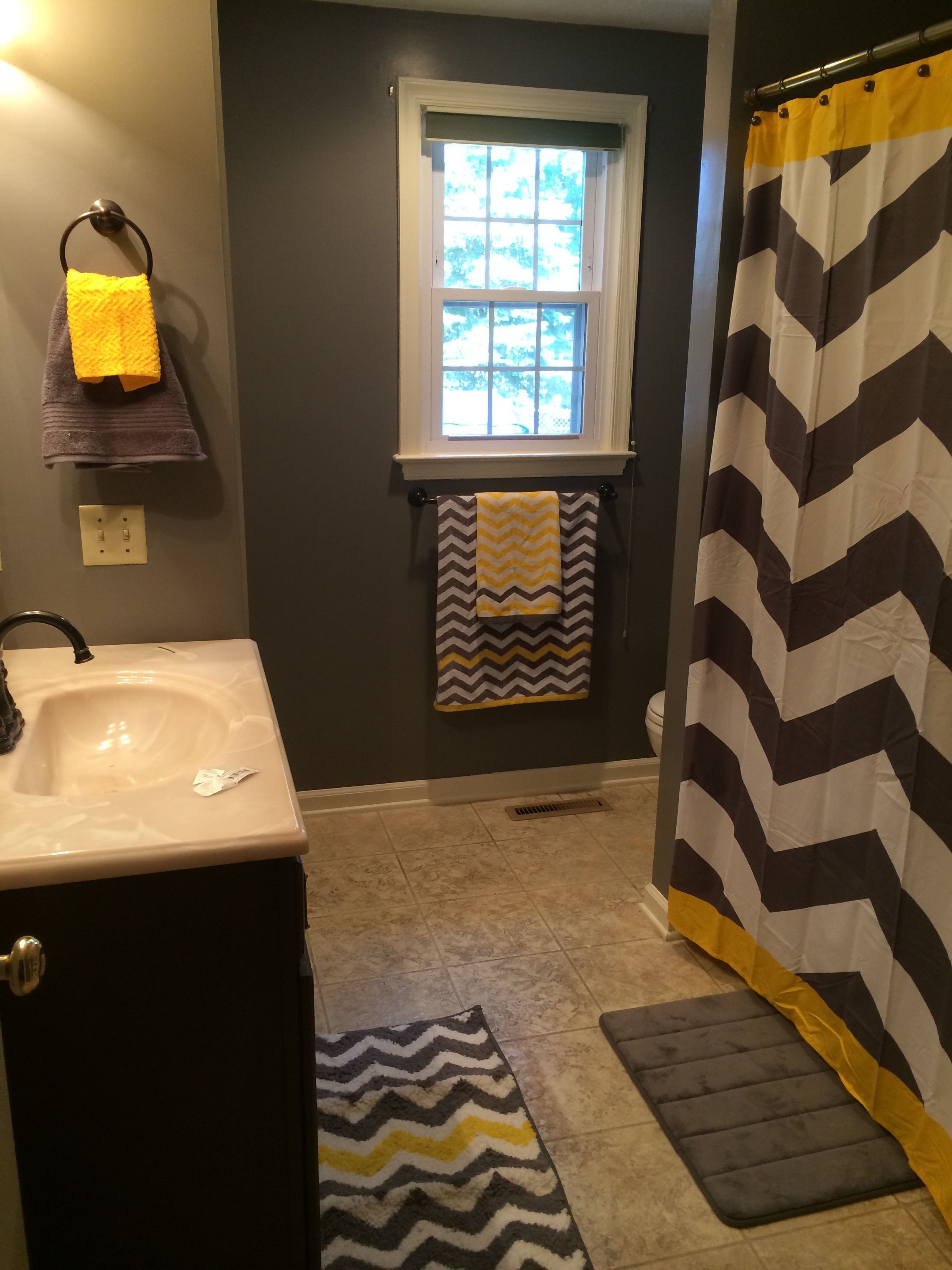 Yellow and Gray Bathroom Decor Best Of Gray and Yellow Chevron Bathroom Substitute the Yellow for Any Color