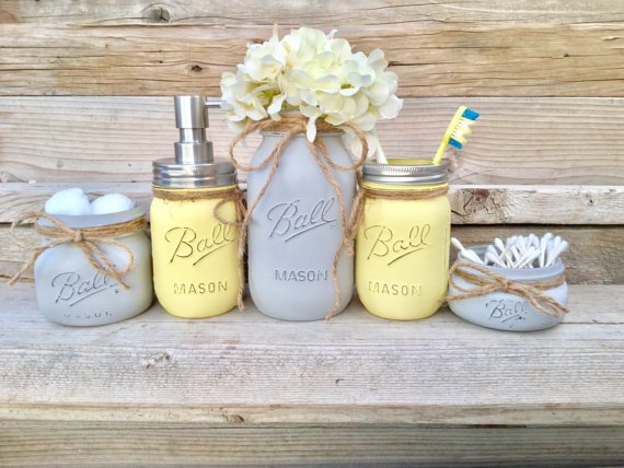 Yellow and Gray Bathroom Decor Luxury Yellow and Grey Bathroom Decor Yellow and Gray Mason Jar Bath