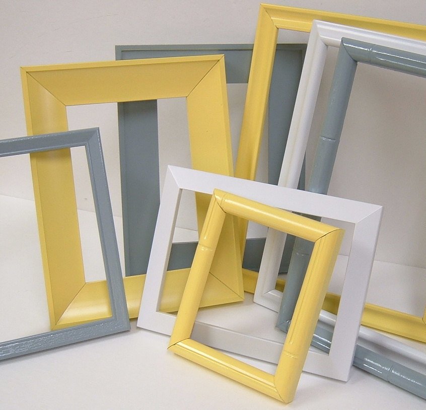 Yellow and Gray Home Decor Lovely Yellow and Grey Home Decor Picture Frames by Mountaincoveantiques
