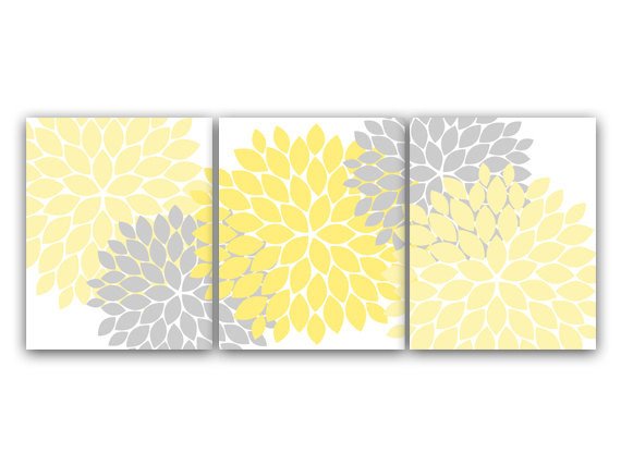 Yellow and Grey Wall Decor Awesome Home Decor Wall Art Yellow and Gray Flower Burst Art Canvas