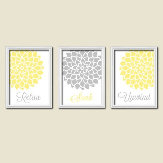 Yellow and Grey Wall Decor Beautiful Yellow Gray Bathroom Wall Art Canvas or Prints by Trmdesign