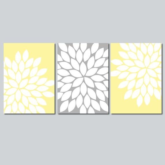 Yellow and Grey Wall Decor Best Of Yellow Gray Wall Art Bedroom Flower Canvas or