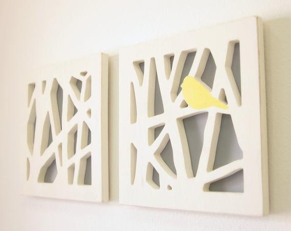 Yellow and Grey Wall Decor Elegant Yellow Bird Wall Art Set Yellow and Gray Wall by Eclipsedbynature