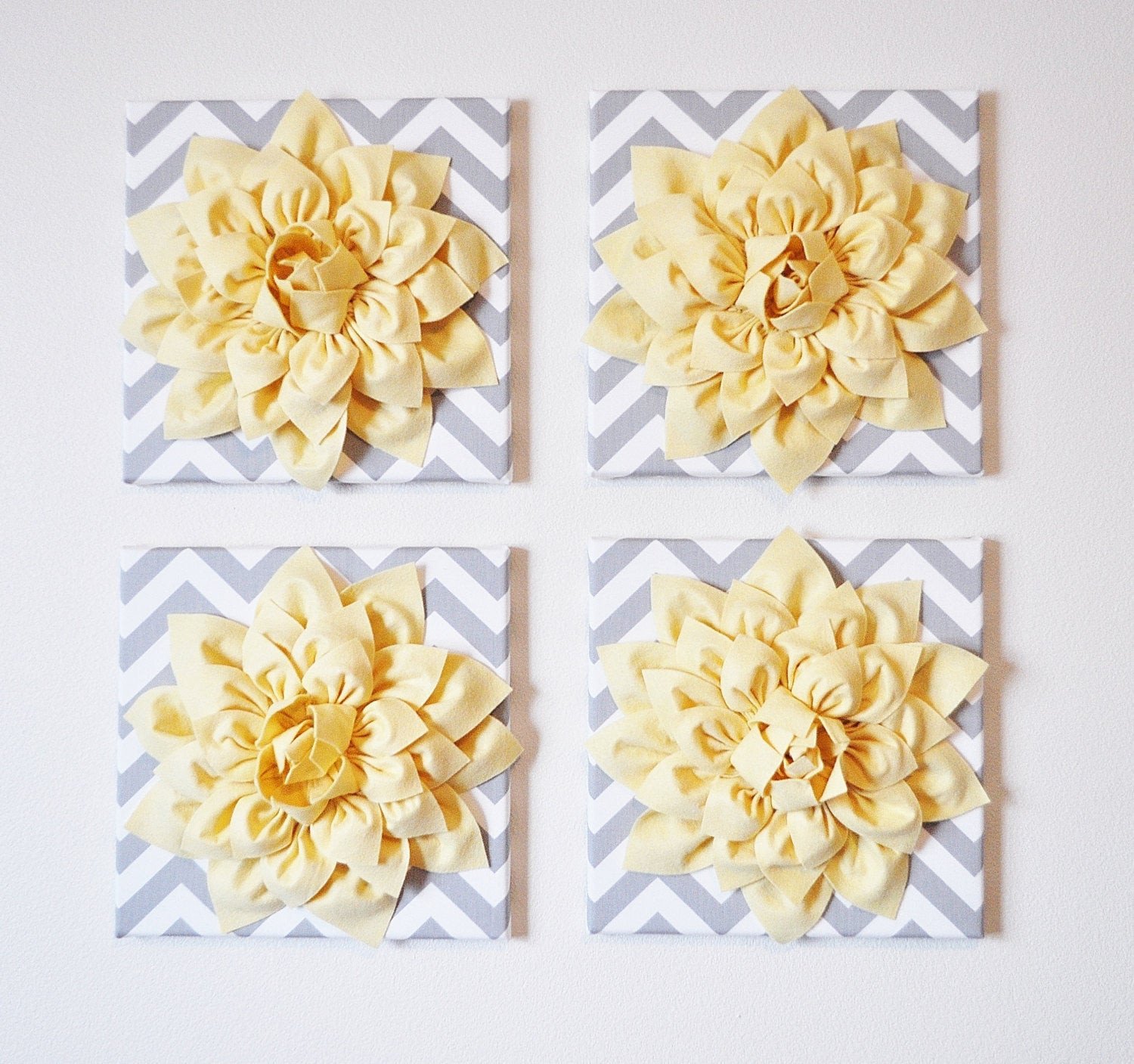 Yellow and Grey Wall Decor Fresh Wall Decor Set Of Four Light Yellow Dahlias On Gray and White