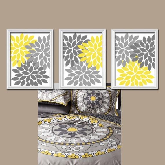 Yellow and Grey Wall Decor Inspirational Yellow Gray Wall Art Canvas or Prints Bedroom by Trmdesign