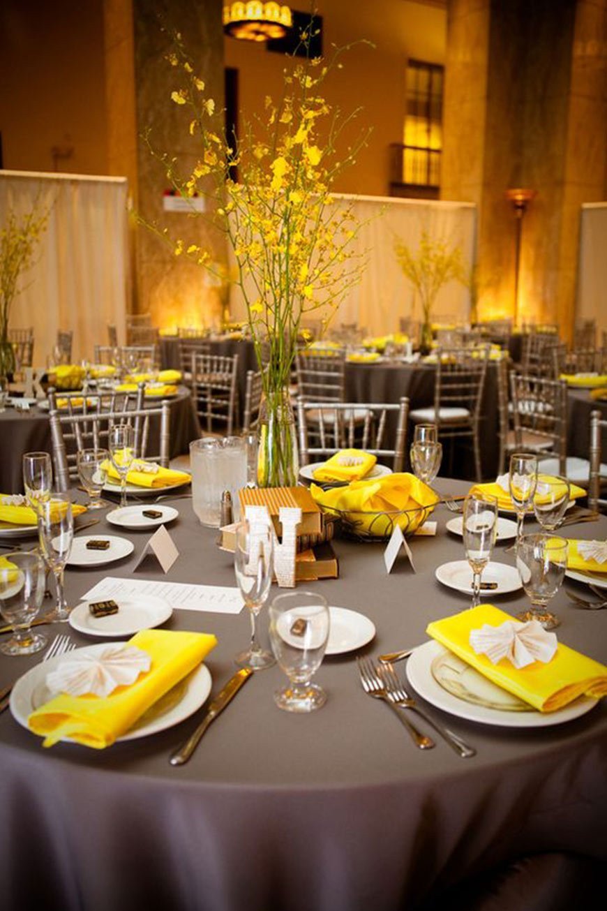 Yellow and Grey Wedding Decor Beautiful Grey Wedding theme Wedding Ideas by Colour