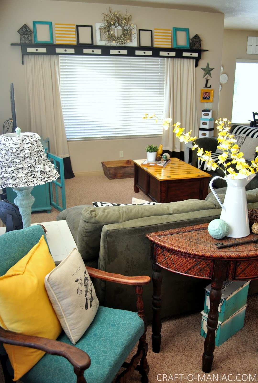 Yellow and Turquoise Home Decor Awesome Home Decor My Turquoise and Yellow Family Room Craft O Maniac