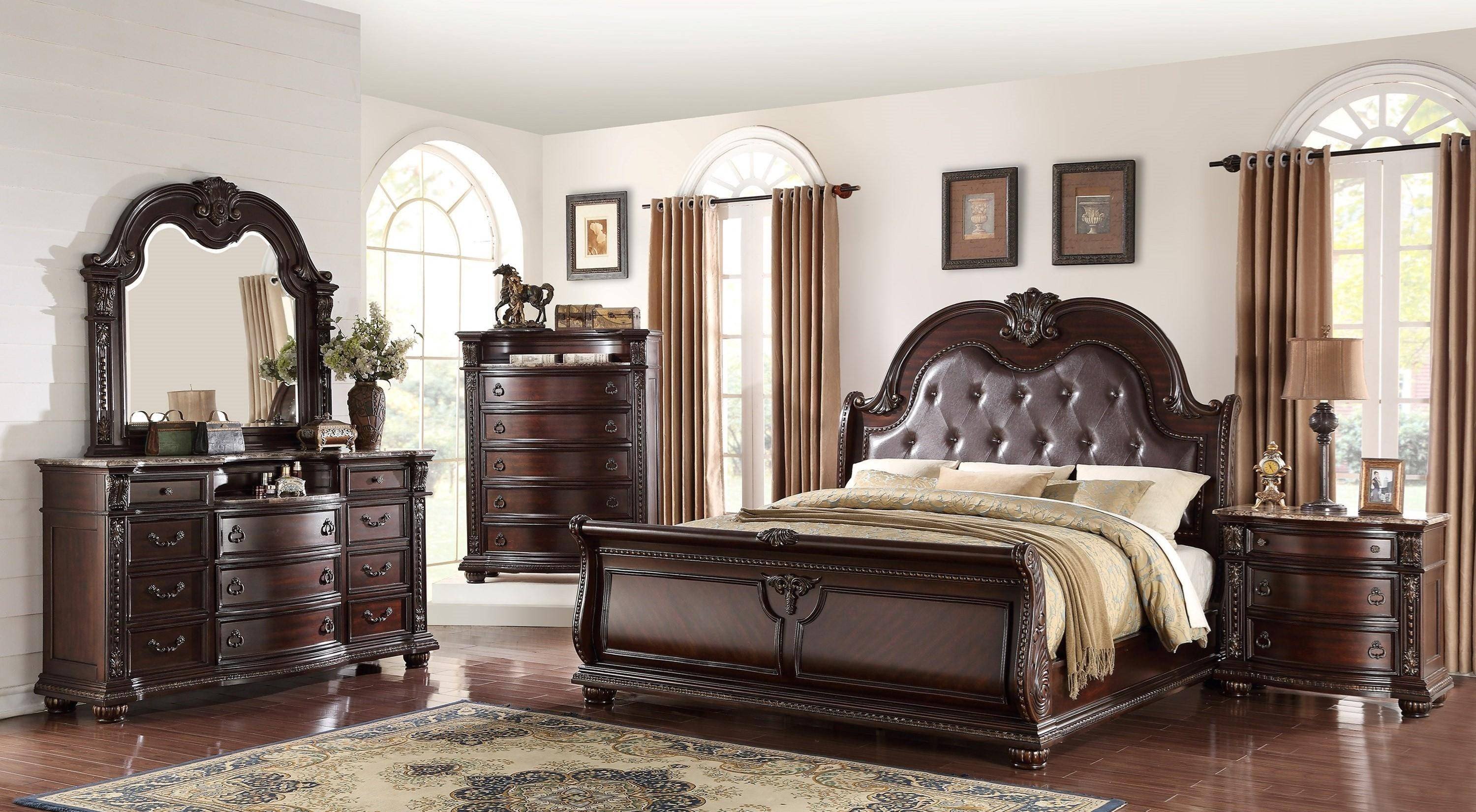 4 Piece Bedroom Set Inspirational Crown Mark B1600 Stanley Cherry Finish solid Wood King