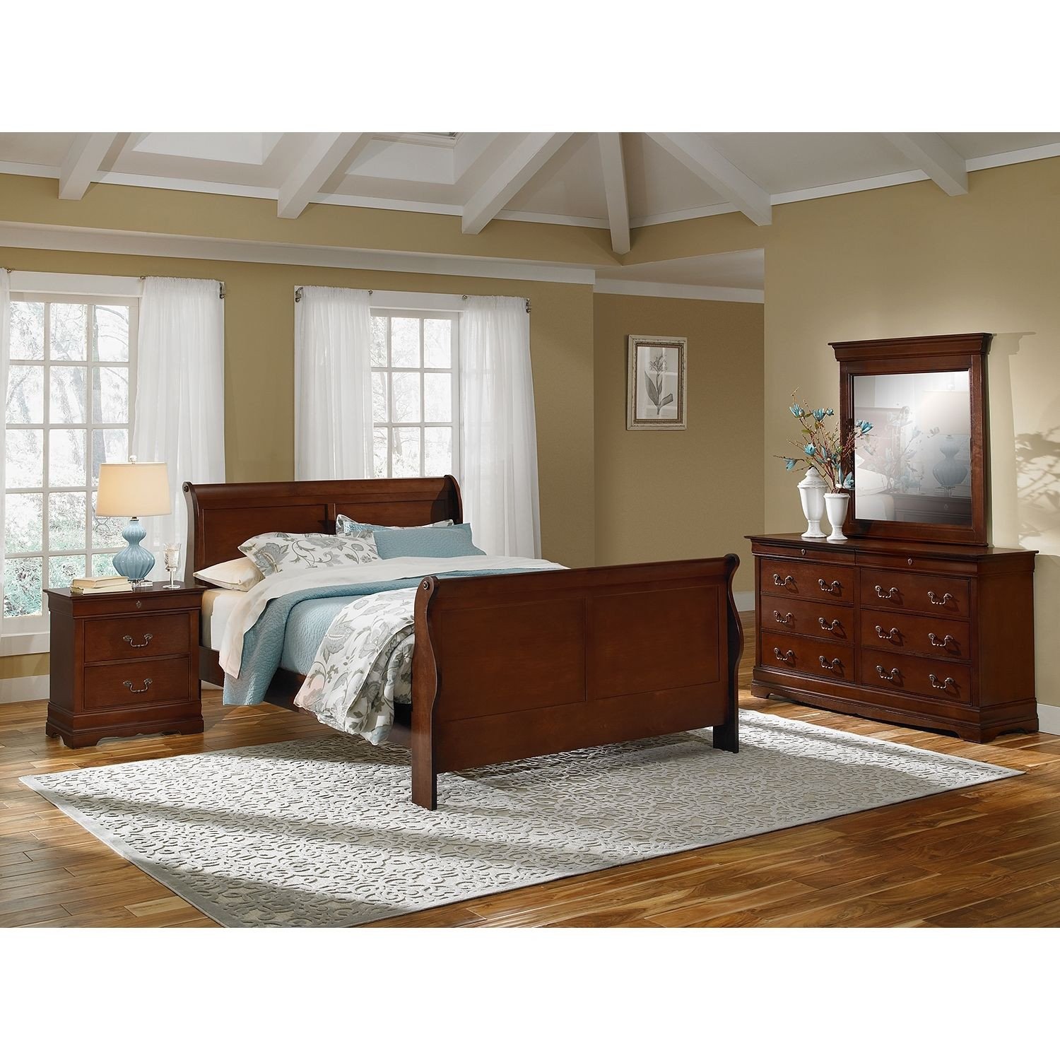 6 Piece Queen Bedroom Set Luxury Bedroom Furniture Neo Classic Cherry 6 Pc Queen Bedroom