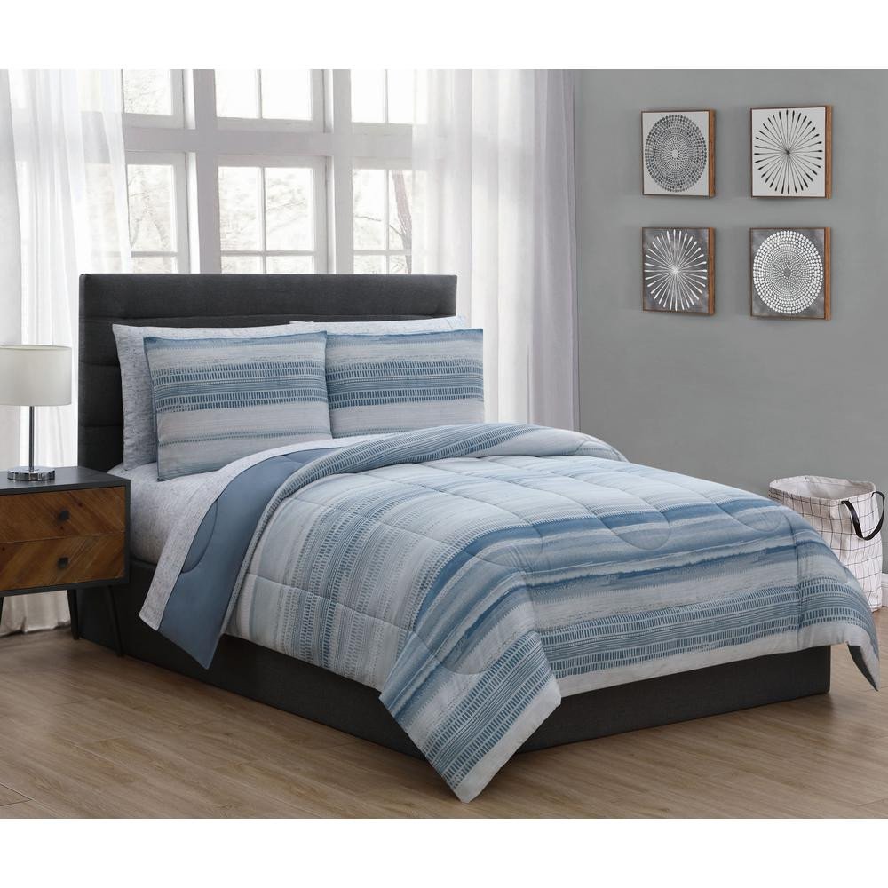 6 Piece Queen Bedroom Set New Laken 7 Piece Blue Queen Bed In A Bag Set