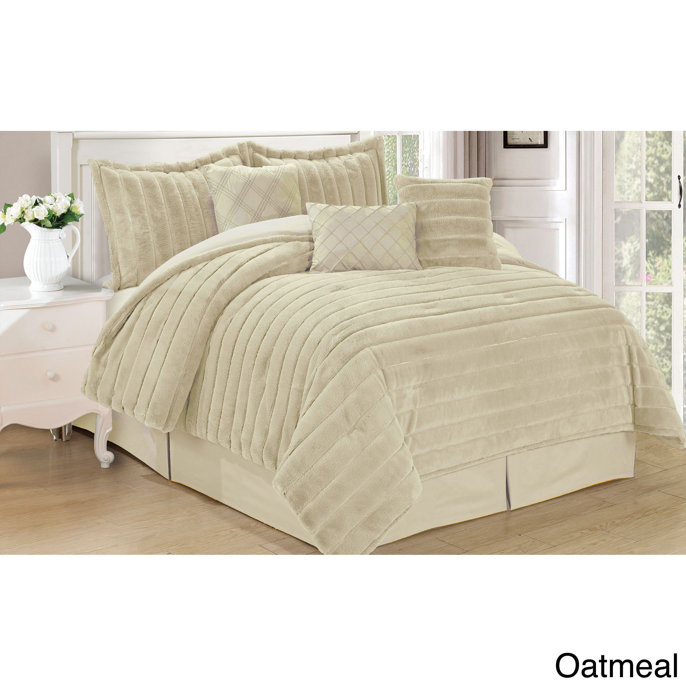7 Piece Bedroom Set Elegant Serenta Faux Fur 7 Piece forter Set Antique White King