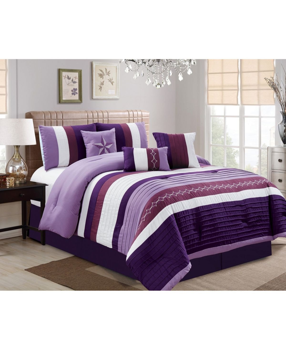 7 Piece Bedroom Set Fresh Luxlen Fulgham 7 Piece forter Set Cal King Purple