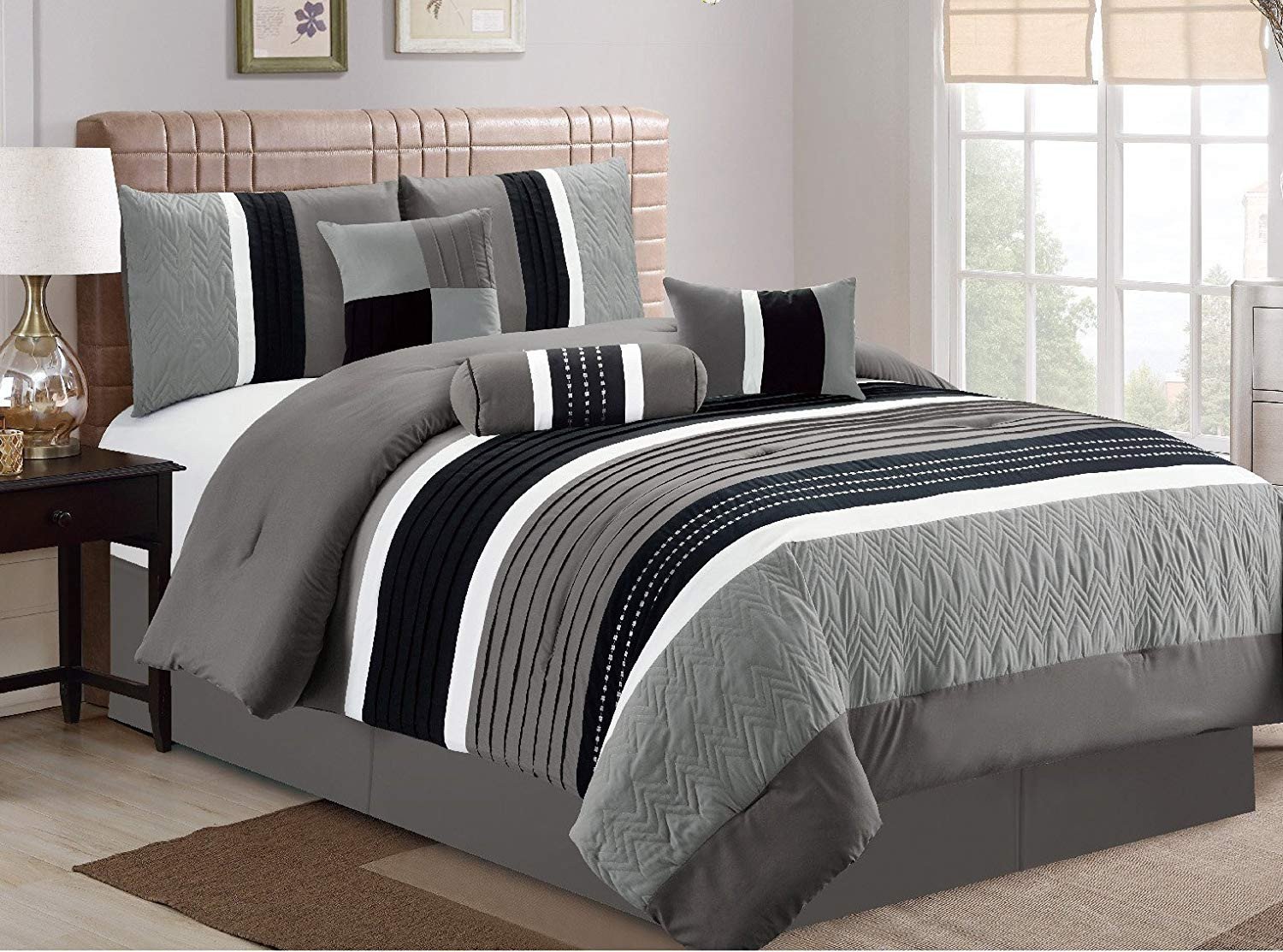 7 Piece Bedroom Set King Luxury Esca 7 Piece Closeout Luxury Bed In Bag forter Set Queen Grey