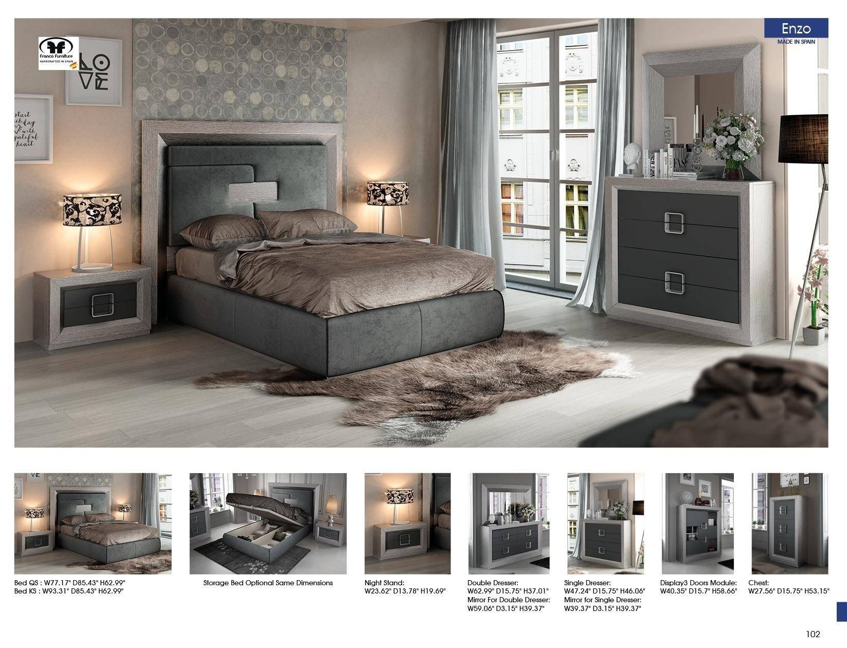 7 Piece Bedroom Set Luxury Esf Enzo King Platform Bedroom Set 5 Pcs In Gray Fabric