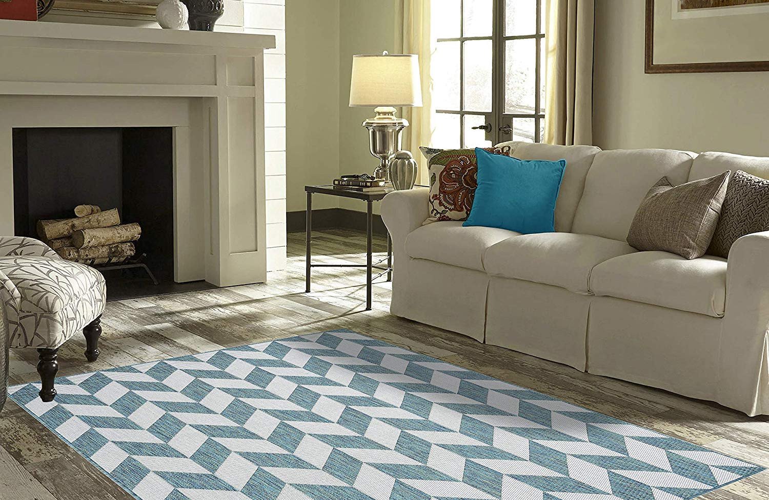 Accent Rugs for Bedroom Unique Priyate Florida Collection All Weather Indoor Outdoor Geometric Triangle Rug for Living Room Bedroom and Dining Room 5 3&quot; X 7 6” Ocean