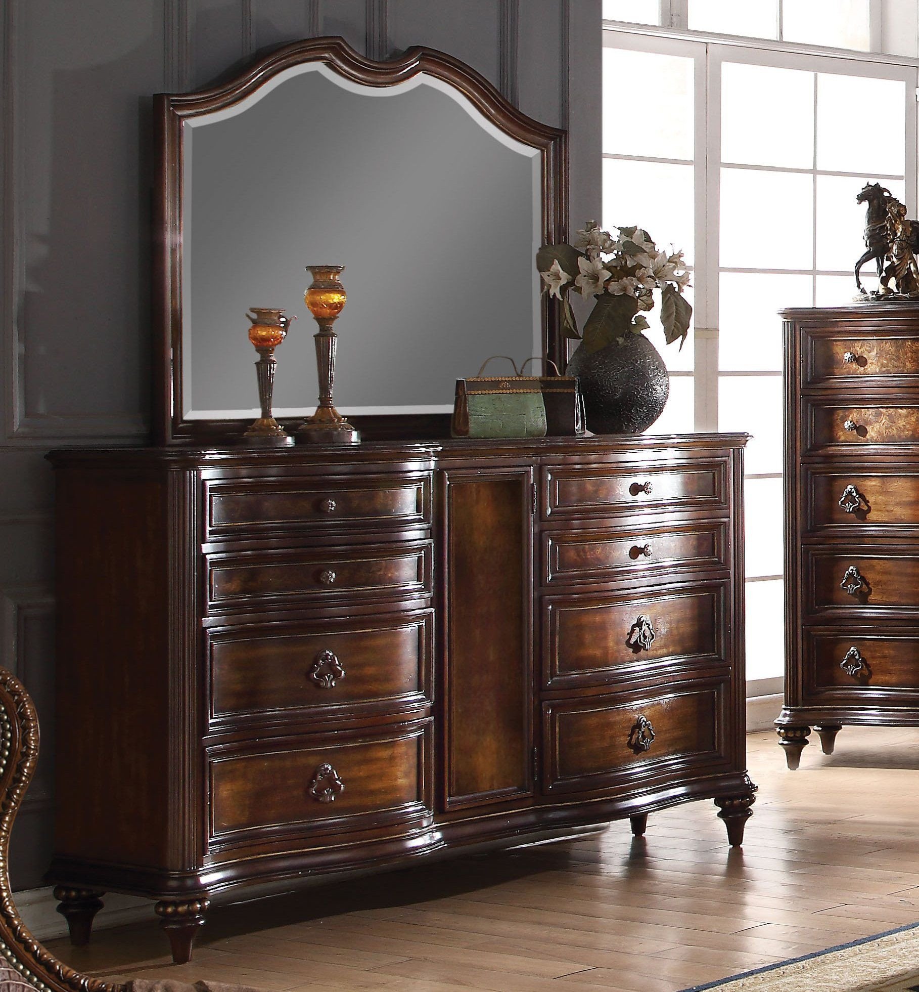 Acme Furniture Bedroom Set Elegant Acme Azis Dark Walnut Drawer Dresser and Mirror