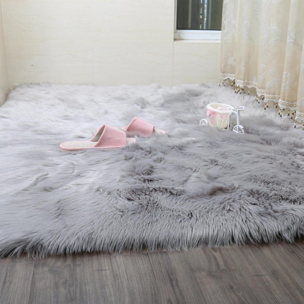 Area Rug for Bedroom Size Unique Faux Rug soft Fluffy Rug Shaggy Rugs Faux Sheepskin Rugs