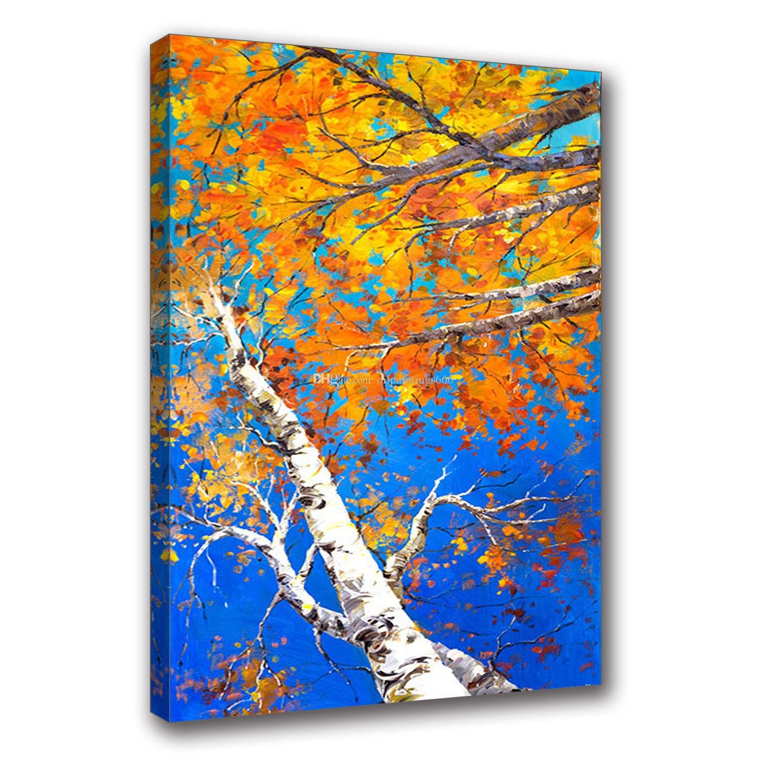 Arts for Bedroom Walls Elegant 2019 Hand Painted Oil Painting Canvas Impressionist Birch forest Picture Framed Painting Wall Art Living Room Bedroom Wall Decor From