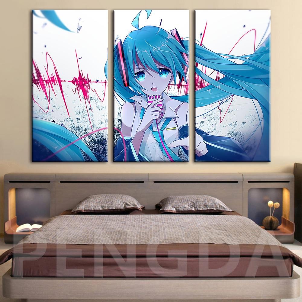 Arts for Bedroom Walls New 2019 Wall Art Canvas Painting Poster Hatsune Miku Hd Wallpaper Cartoon Characters Modular for Bedroom Home Decoration Prints From Serlima