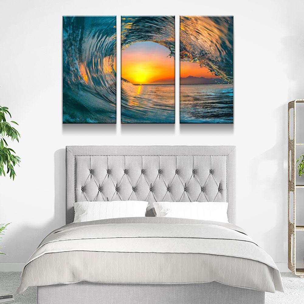 Artwork for Bedroom Wall New Wave Carve Limited Edition 3 Piece Wall Art Canvas