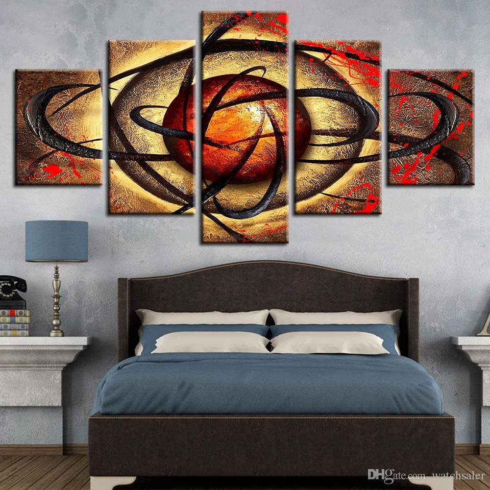 Artwork for Bedroom Walls Luxury Canvas Print Living Room Eye Poster 5 Pieces Abstract Beads Background Painting Artwork Fashion Home Decor