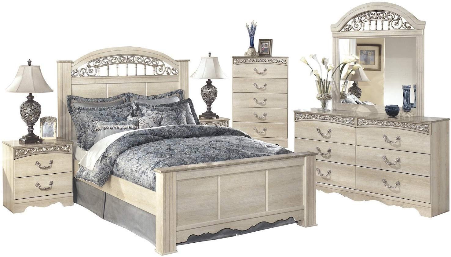 Ashley Catalina Bedroom Set Lovely Catalina 6 Pc Queen Poster Bedroom Set W 2 Nightstand &amp; Chest ashley In Vintage Ivory