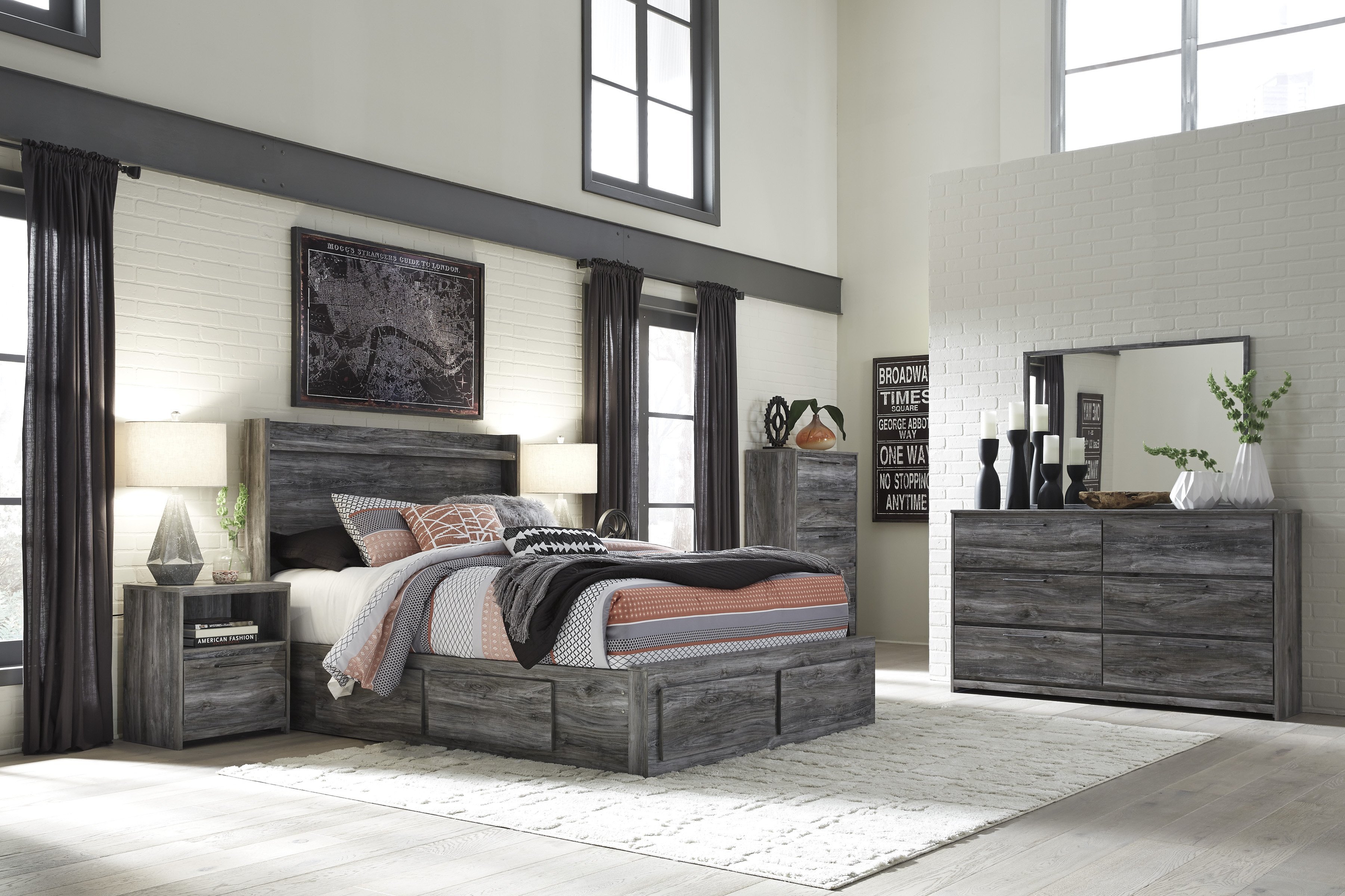 Ashley Furniture Canopy Bedroom Set New Baystorm Gray 4 Piece Queen Storage Drawers Panel Bedroom Set