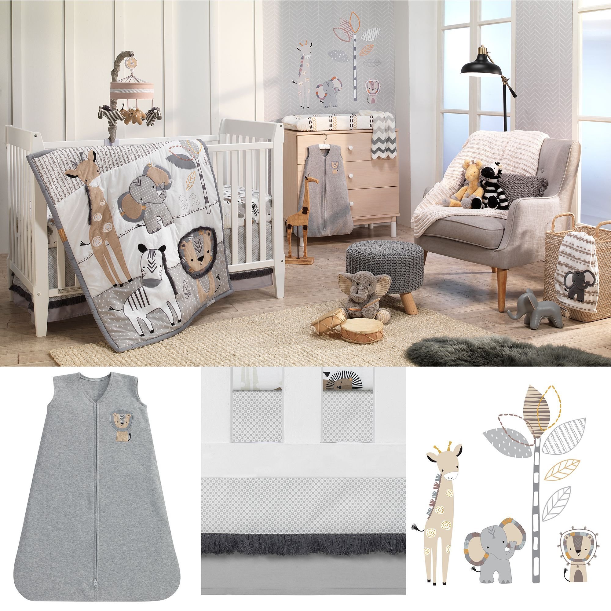 Baby Boy Bedroom Ideas Best Of Jungle Safari Gray Tan White Nursery 6 Piece Baby Crib