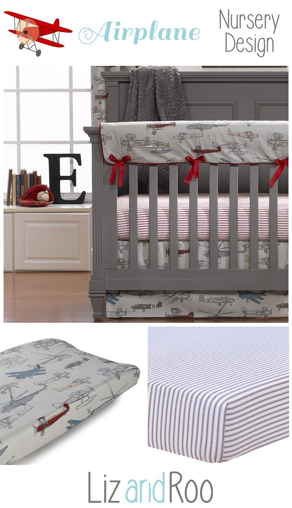 Baby Boy Bedroom Set Unique Vintage Airplanes Crib Bedding Collection