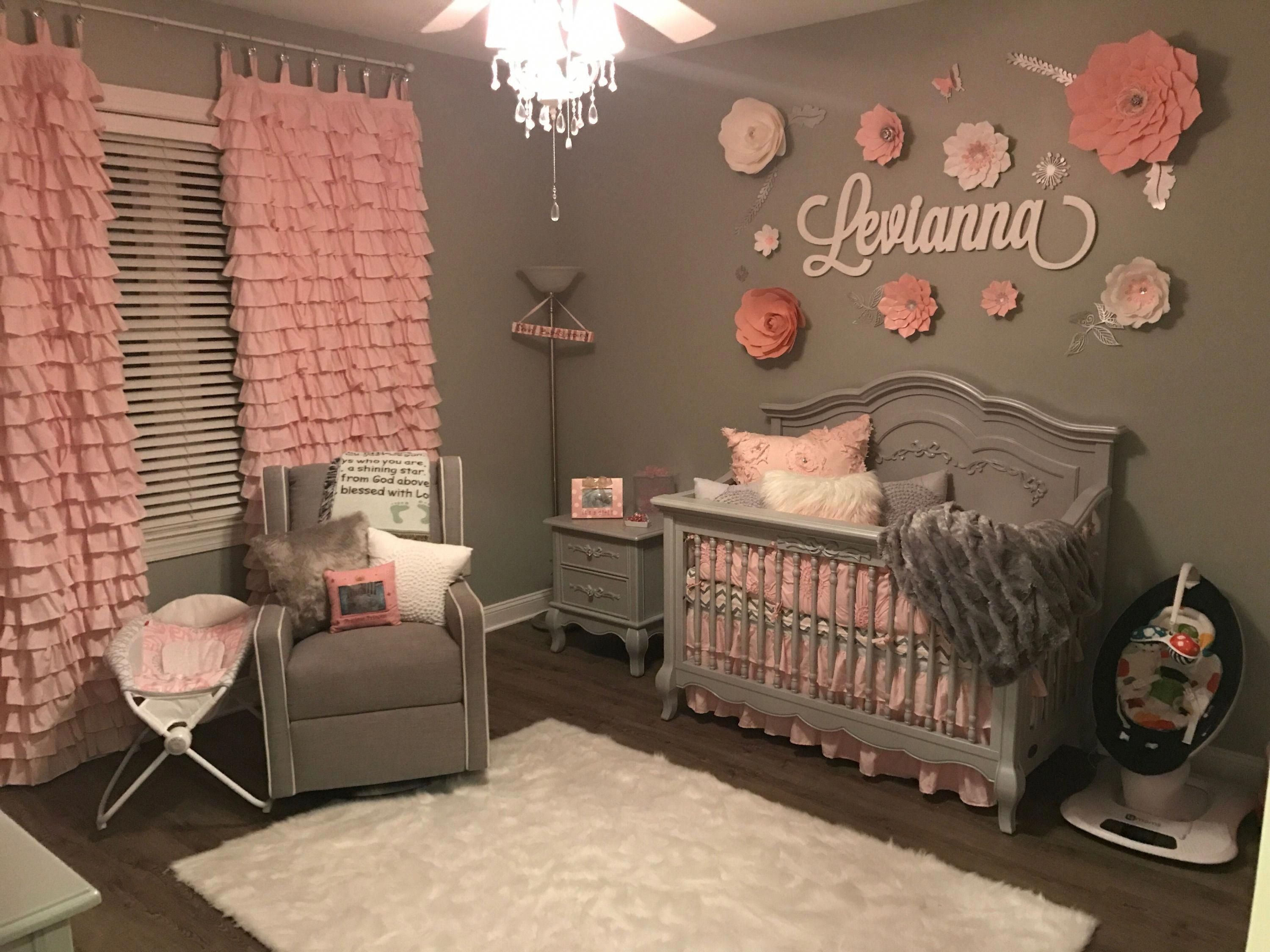 Baby Girl Bedroom Decor Best Of Baby Girl Grey and Pink Bedroom Handmade Drapes and Flowers