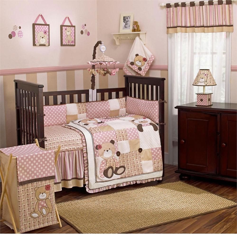 Baby Girls Bedroom Set Lovely Baby Girl Pink Crib Bedding with Teddy Bears