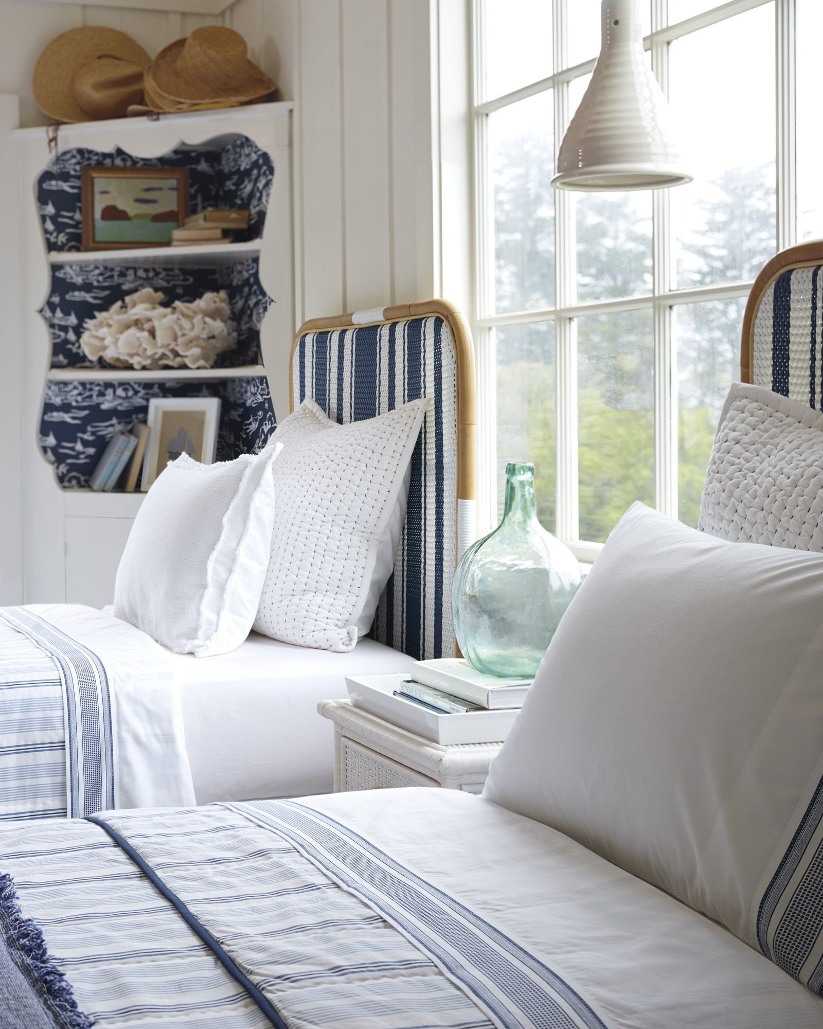 Beach Style Bedroom Furniture Beautiful Twin Bed Decked Out In Navy &amp; White