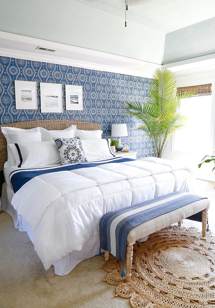 Beach themed Bedroom Accessories Fresh Coastal Blues Master Bedroom Makeover Sand and Sisal