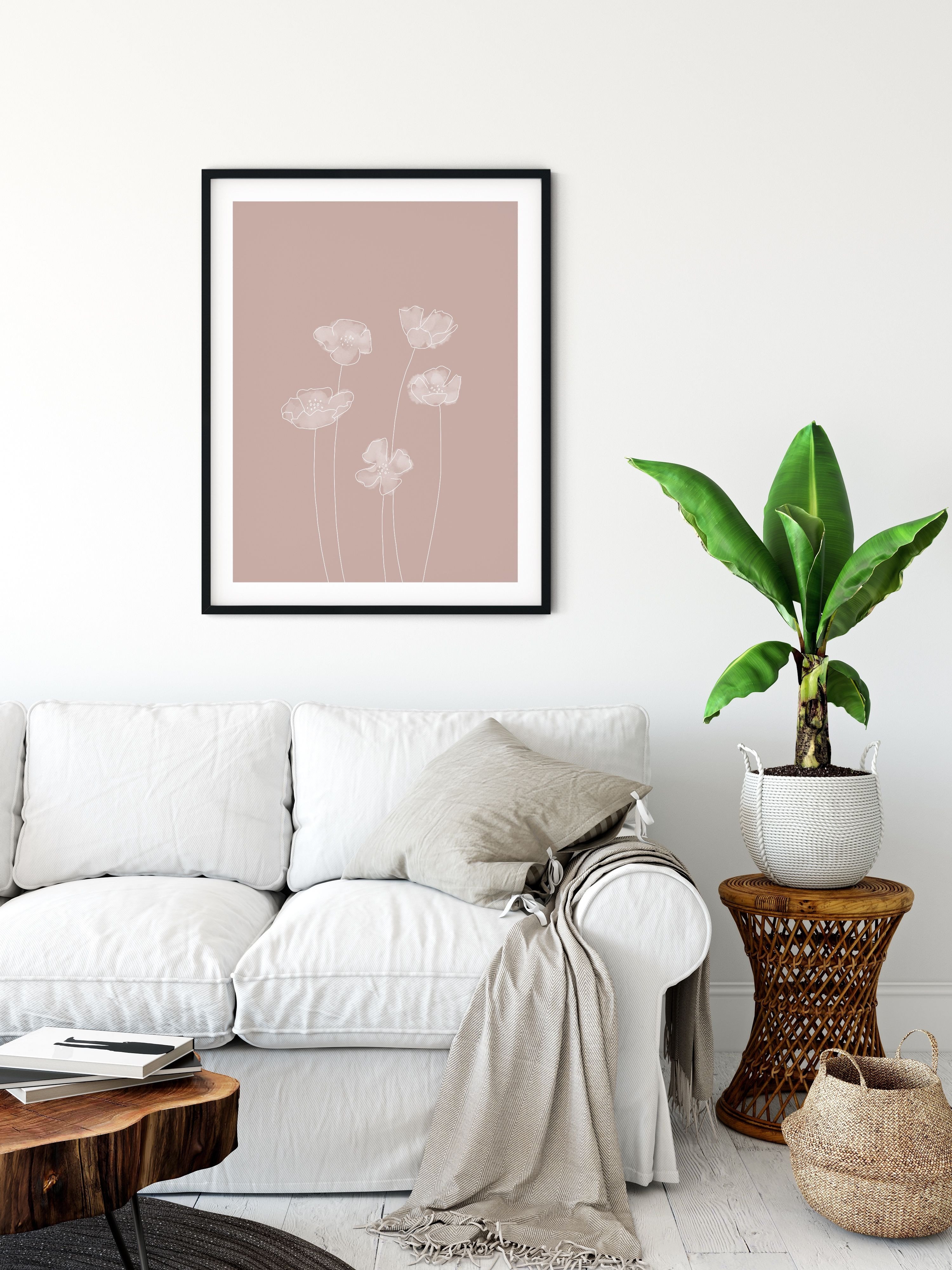 Beach themed Girls Bedroom Beautiful Minimalist Floral Print Instant Downloadable File Modern