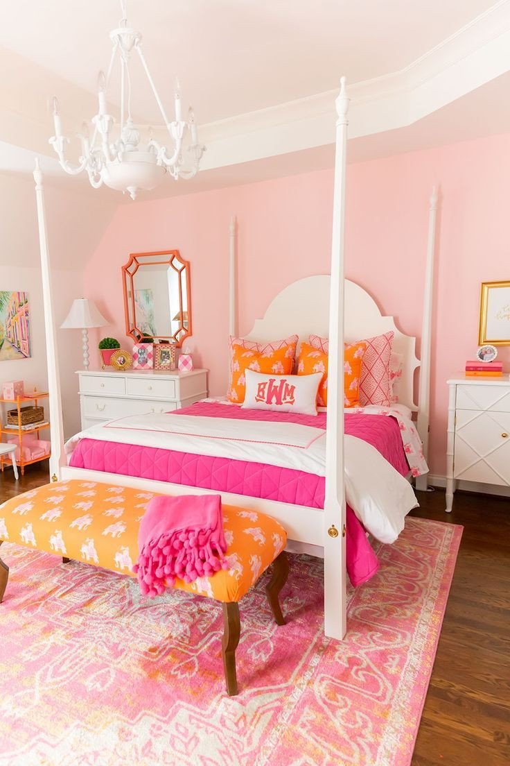 Beach themed Girls Bedroom New Pink and orange Big Girl Room Reveal with Details for