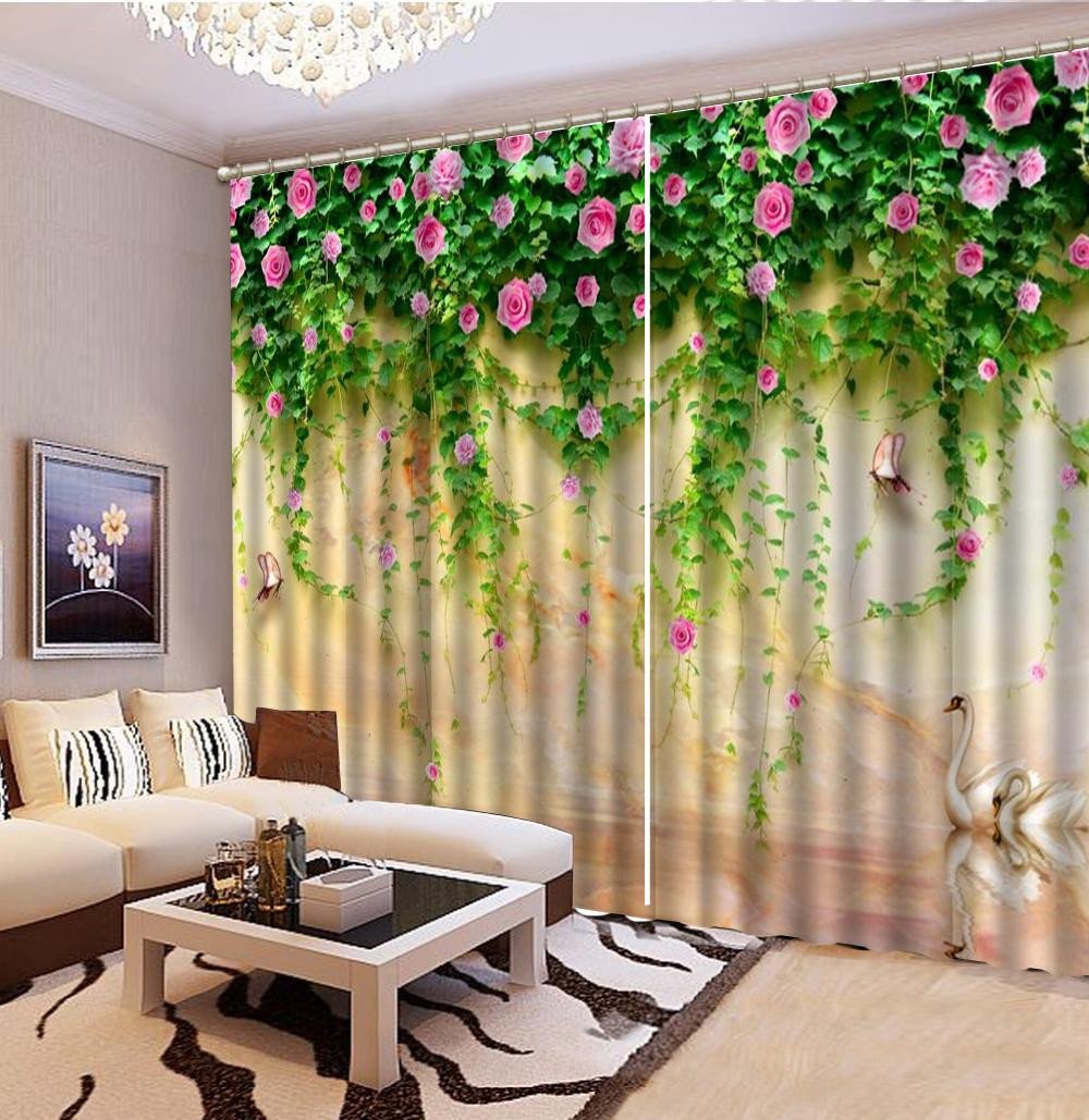 Beautiful Curtains for Bedroom Inspirational 2019 Curtain Beautiful Swan Lake Pink Rose Growing In Pieces 3d Scenery Curtains Beautiful and fortable Blackout Curtains From Yunlin188 $194 98