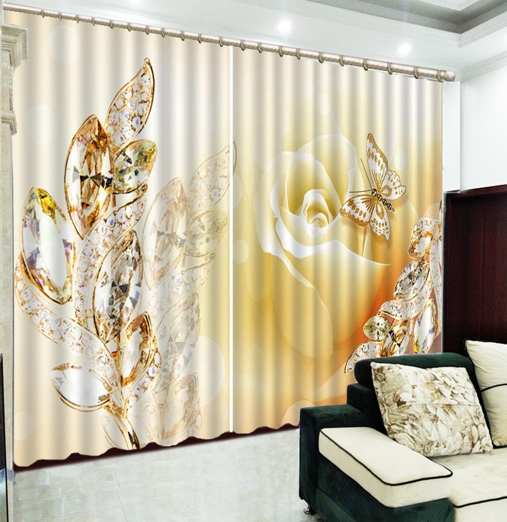 Beautiful Curtains for Bedroom Luxury 2019 3d Curtain Luxury Jewelry Dream Rose Gold Color butterfly Customized Curtains Practical Beautiful Blackout Curtains From Yunlin188 $194 98