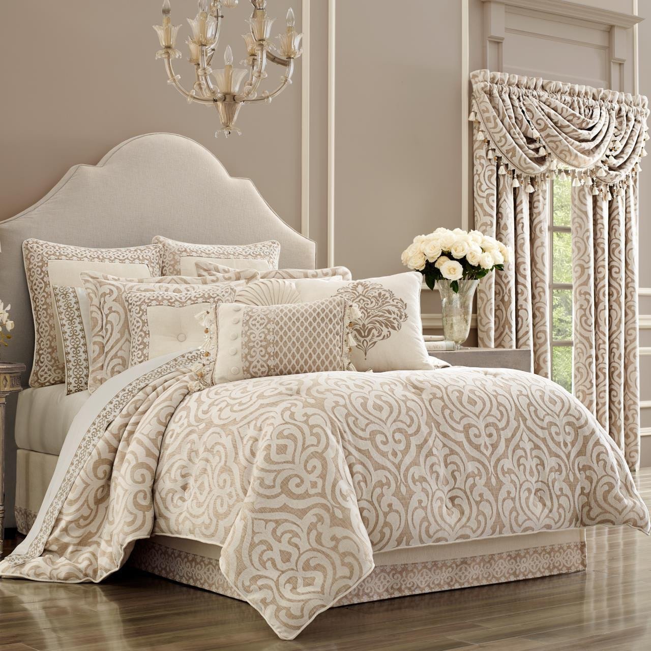 Bedroom Bedding and Curtain Set Beautiful Milano Sand forter Collection by J Queen New York