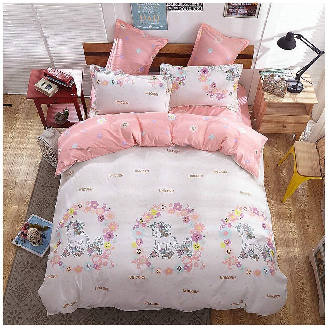 Bedroom Bedding and Curtain Set Inspirational Kfz Girls Magic Unicorn Bed Set [4pcs Twin Size Bedding 59&quot;x79&quot; Flat Sheet Duvet Cover Pillow Cases No forter] Pink Princess Worthy theme Quality