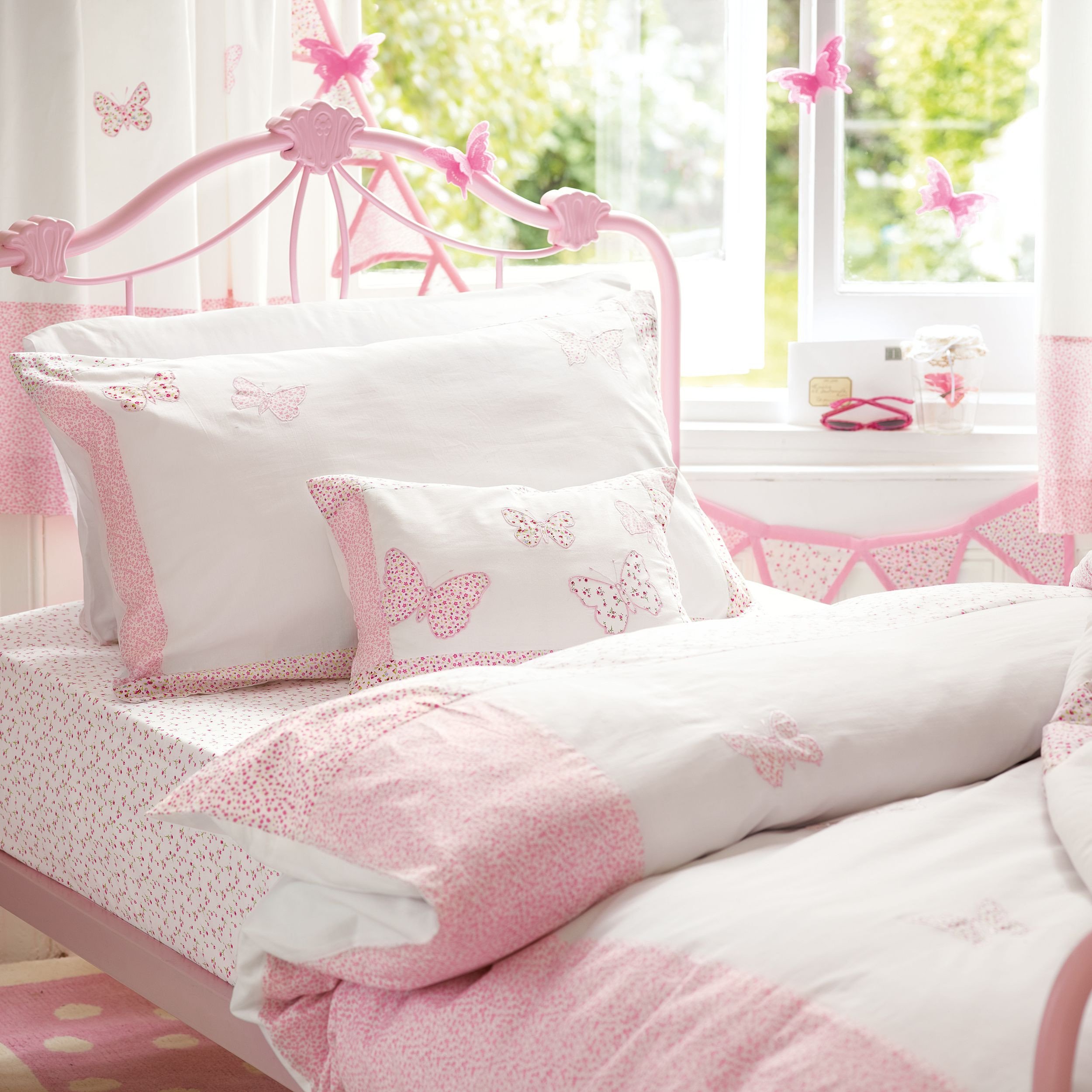 Bedroom Bedding and Curtain Set Luxury Bella butterfly Pink Cotton Duvet Set Laura ashley