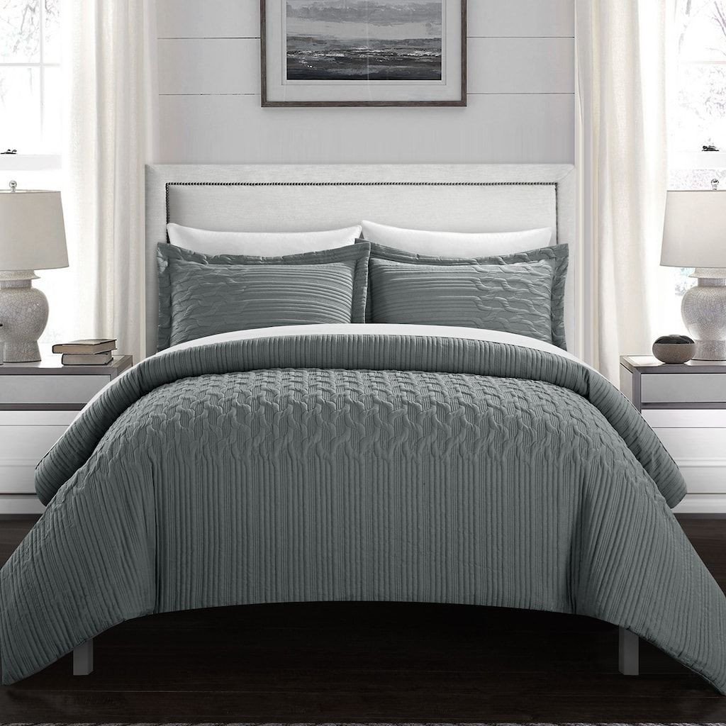 Bedroom Bedding and Curtain Set Unique Chic Home Jazmine forter Set Grey Queen In 2019