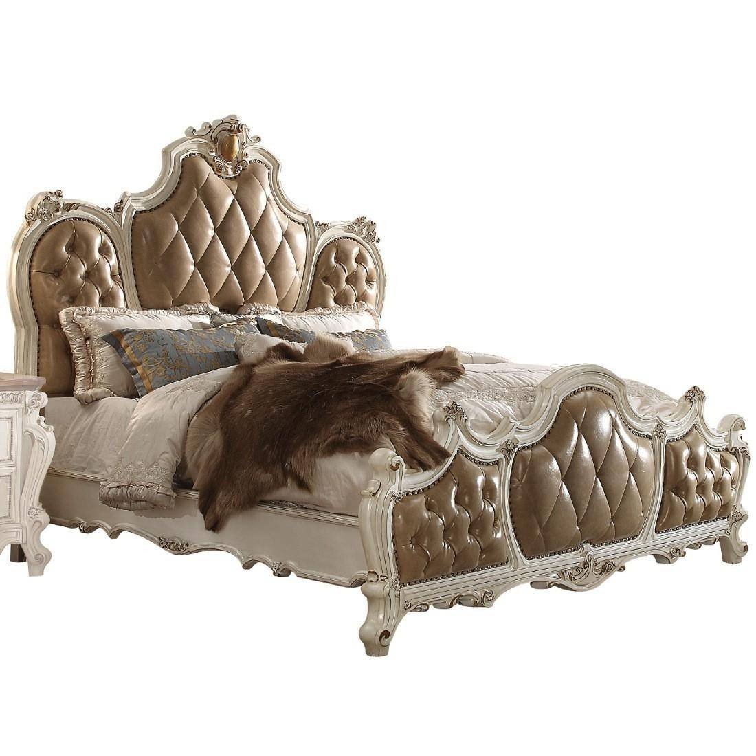 Bedroom Benches for Sale Fresh Antique Pearl &amp; Brown Tufted Queen Bed Picardy Q Acme Classic Vintage