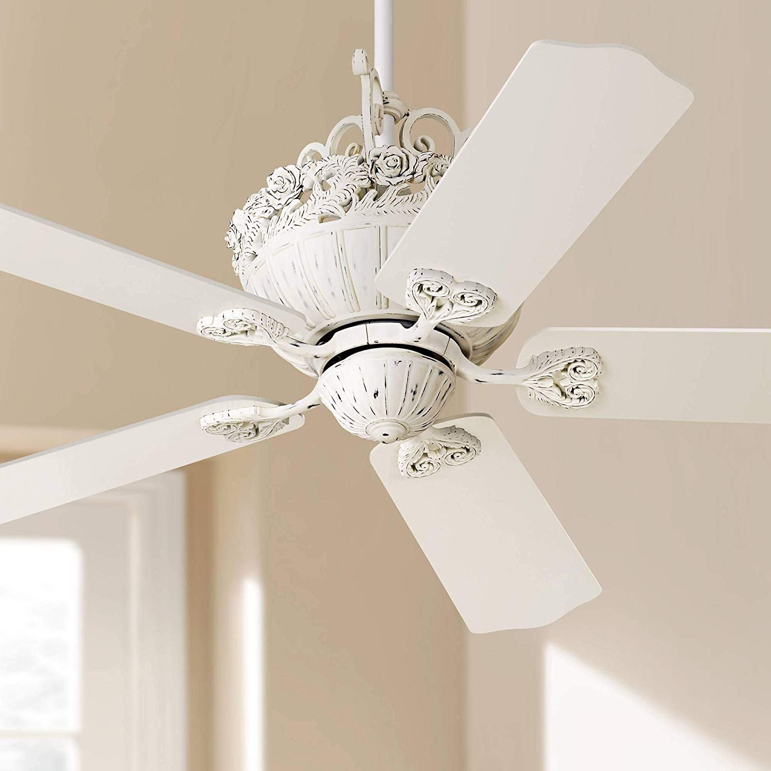 Bedroom Ceiling Fans with Light New 52&quot; Casa Shabby Chic Ceiling Fan Antique Floral Scroll Rubbed White for Living Room Kitchen Bedroom Family Dining Casa Vieja