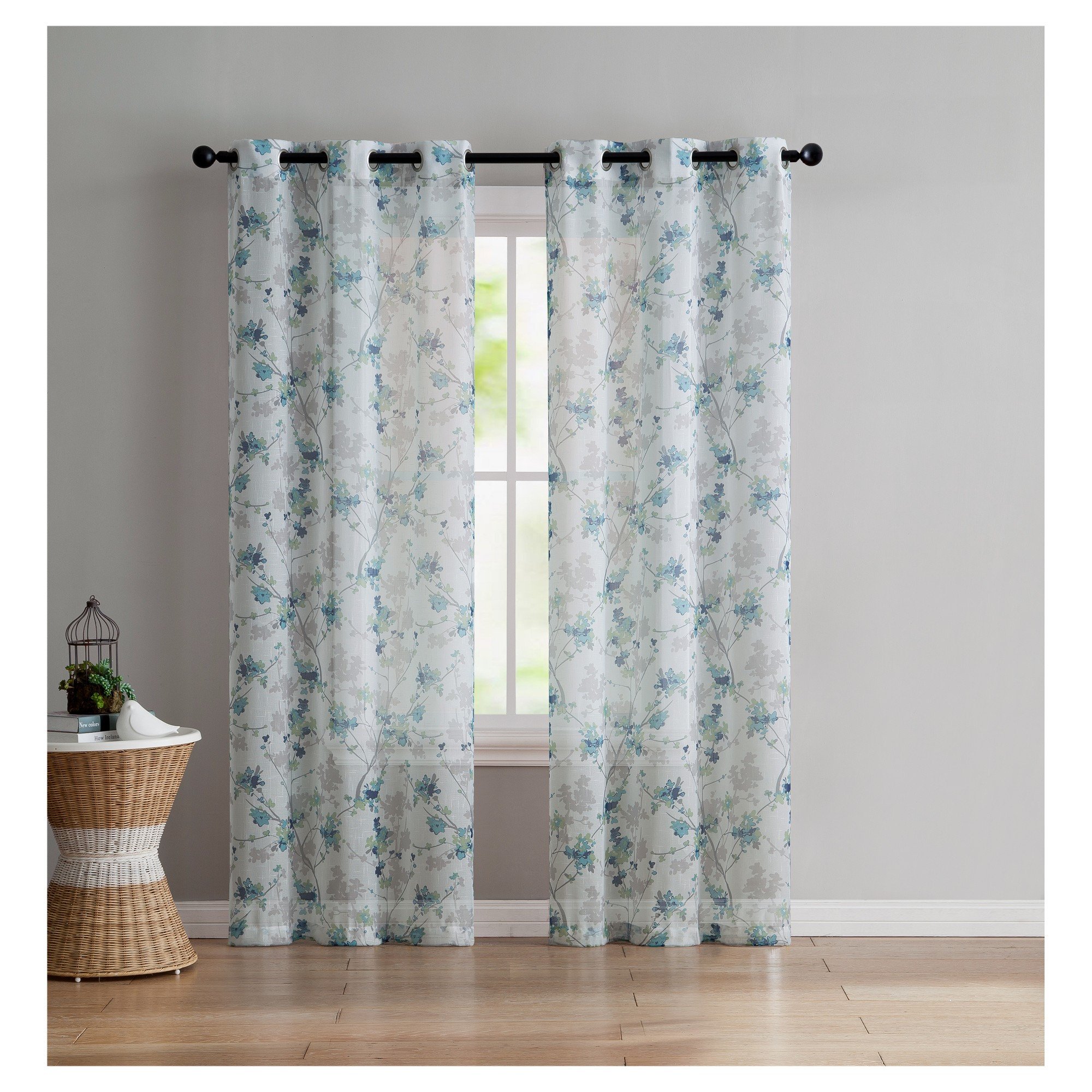 Bedroom Curtains and Drapes Luxury Jasmine Semi Window Sheer Aqua 38&quot;x96&quot; Vcny Home Blue