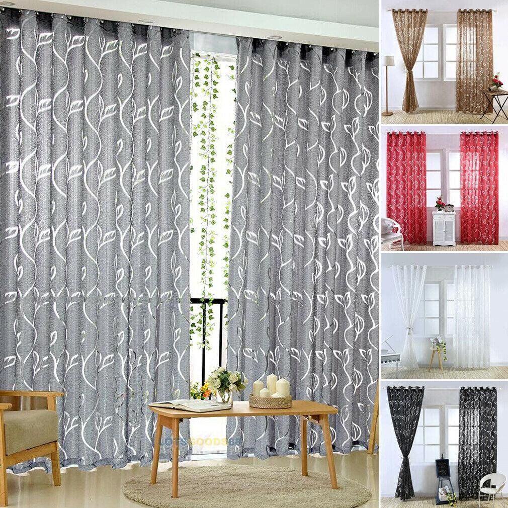 Bedroom Curtains and Drapes New 1pc Vines Leaves Modern Window Sheer Curtain Panels for Living Room the Bedroom Blinds Window Treatments Draperies 100x200cm