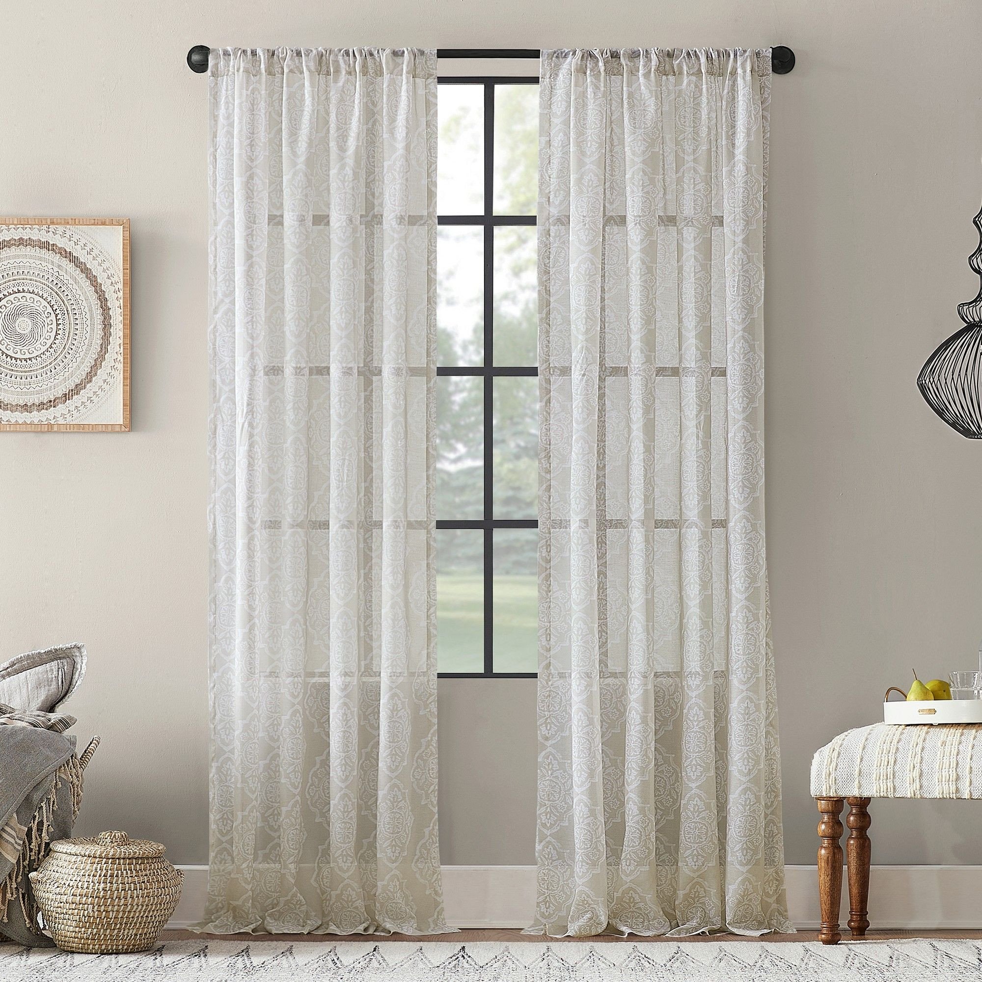 Bedroom Curtains at Walmart Lovely 54&quot;x63&quot; Global Block Textured Cotton Blend Sheer Curtain