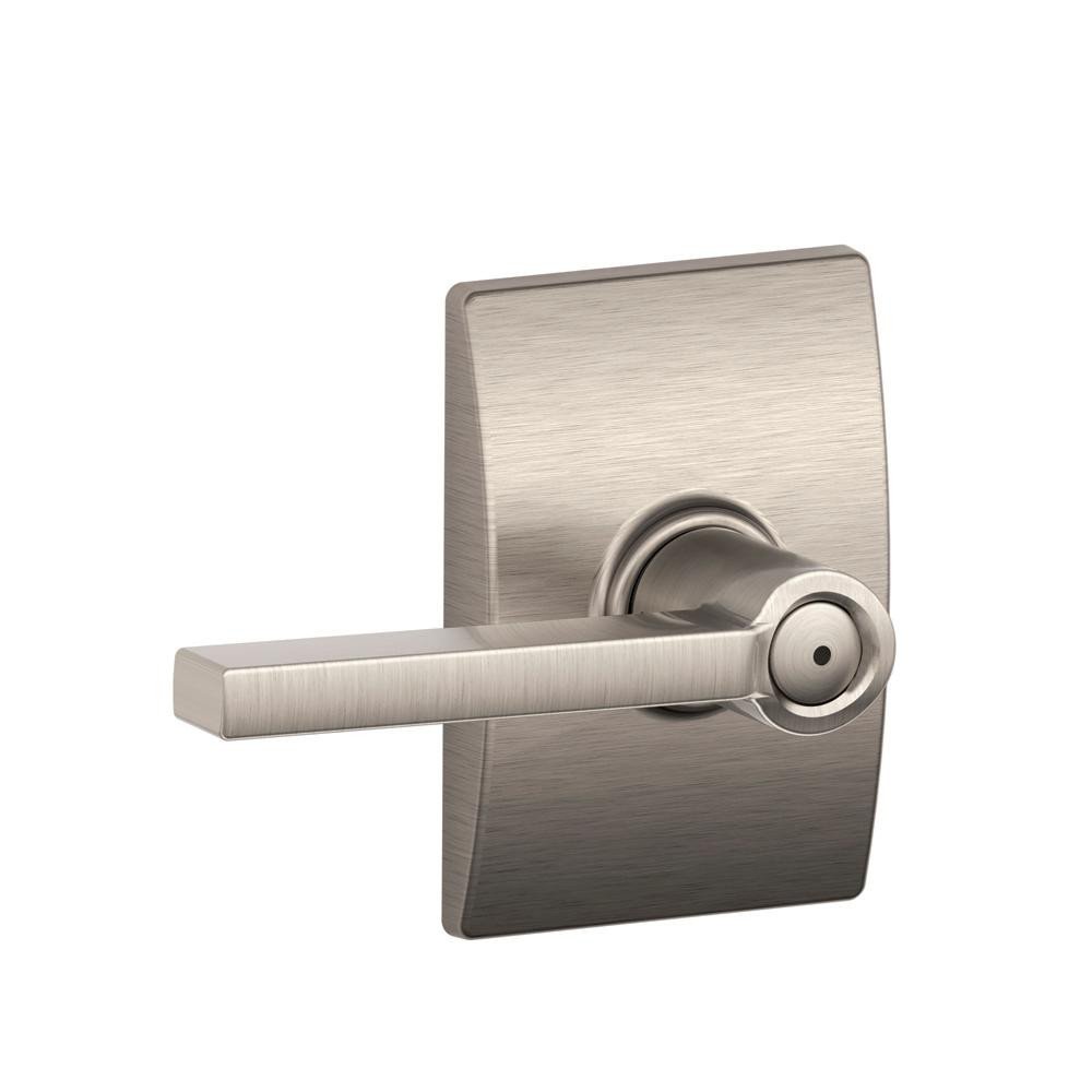 Bedroom Door Handle with Lock New Schlage Latitude Satin Nickel Privacy Bed Bath Door Lever with Century Trim